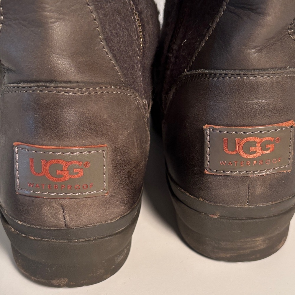 UGG Black Lace-Up Mid-Calf Boots - Picture 6 of 8